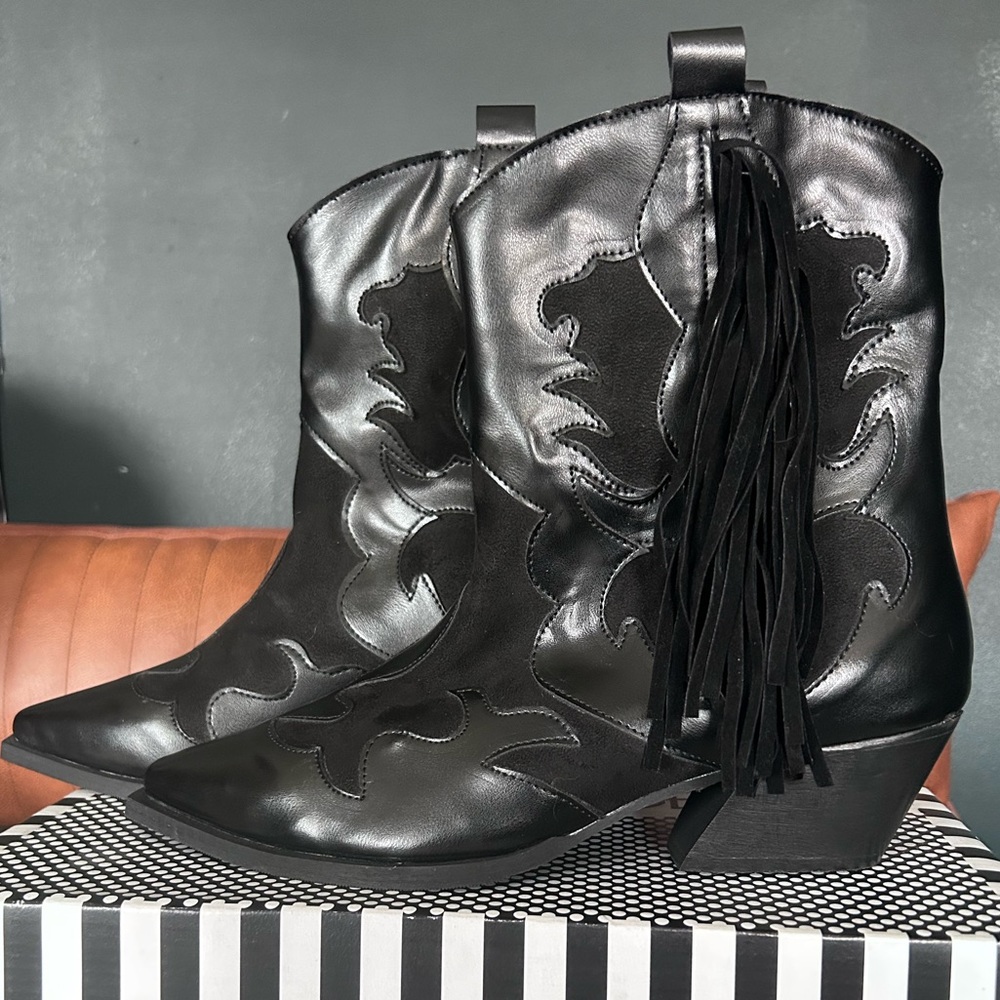 Foxblood fringed cowboy boots new